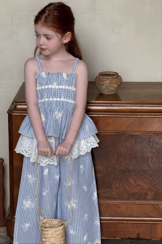 SET Dài Hoa Kẻ Xanh OTA