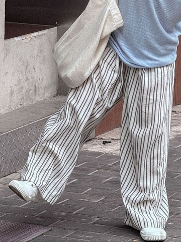 Quần Dài Kem Sọc Xanh PL