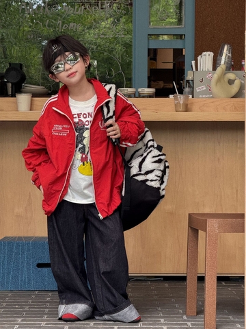 Áo Khoác Dù Đỏ Sọc Trắng PL