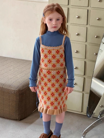 SD Áo Váy Len Hoa Kèm Áo Giữ Nhiệt MM