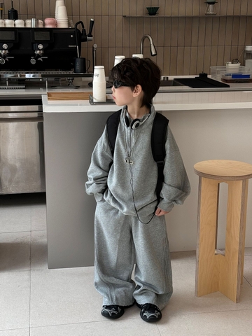 Set Dài Xám Khóa Ngực FS