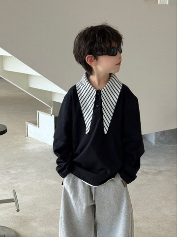 Áo Dài Đen Mix Khăn Cổ FS