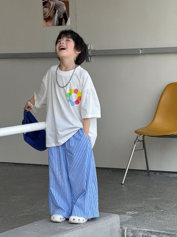 SD Áo Hoa 7 Màu+Quần Kẻ Xanh FS