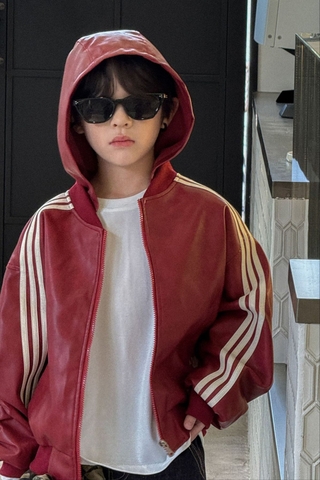 Áo Khoác Da Đỏ Sọc Vai PL