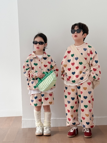 Set Ngắn Áo Quần Tim Màu KM