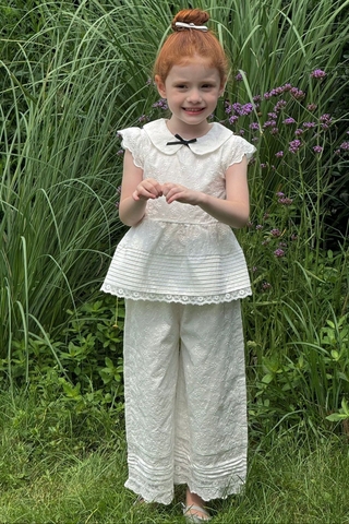 Set Dài Trắng Nơ Đen Ota