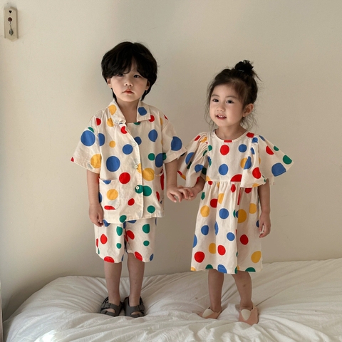 Váy Dài Chấm Bi Màu
