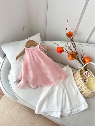 SET YẾM LỤA HỒNG QUẦN TRẮNG G