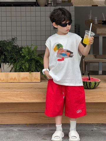SET Ngắn Áo Vịt Quần Alo Đỏ FS