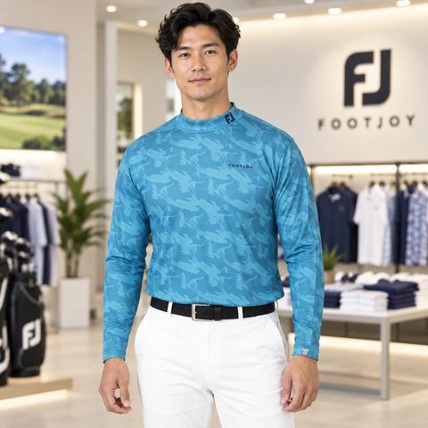 Áo Dài Tay FOOTJOY Chính Hãng - Footwear Motif Print Mock Neck - Màu Navy | JapanSport 32179 FJ-F24-S03