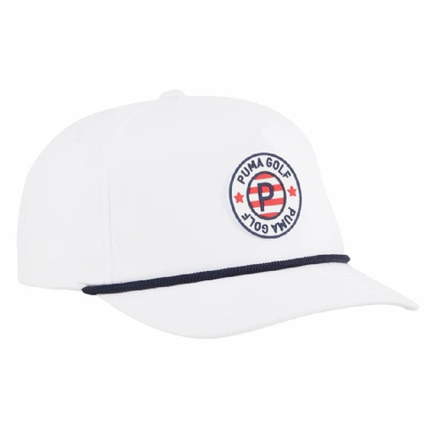 Mũ Puma Chính Hãng - Pars Stripes Rope Tech White Glow Headwear - Màu Trắng | JapanSport 025241-01