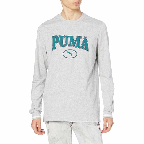 Áo Puma Nam Chính Hãng - Men's Short Sleeve Casual Squad LS Graphic T-Shirt - Màu Xám | JapanSport 678391-04