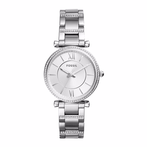 Đồng hồ Nữ Fossil Chính hãng -  Mặt 35mm, Dây Thép, Viền Đính Pha Lê | JapanSport Carlie ES4341