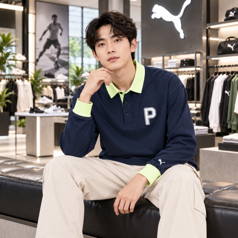 Áo Dài Tay Nam Puma Chính Hãng - PC Peach Stretch Smooth Relaxed Long Sleeve - Màu Deep Navy | JapanSport 630424-02