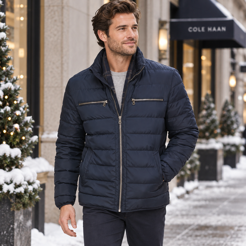 Áo Khoác Cole Haan Nam Chính Hãng - Packable Puffer Jacket - Màu Navy | JapanSport 537SD569-NVY