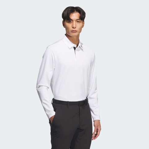 Áo Dài Tay Adidas Nam Chính Hãng - Jacquard Polo Long Sleeve - Màu Trắng | JapanSport JM9538