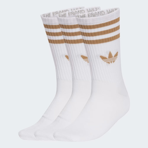 Set Tất Adidas Chính Hãng - Bộ 3 đôi tất cao cổ - Màu Trắng sọc Vàng | JapanSport JV7407