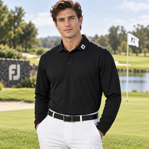 Áo Polo FOOTJOY Chính Hãng - High Stretch Long Sleeve Polo - Màu Đen | JapanSport 38593 FJ-F25-S04