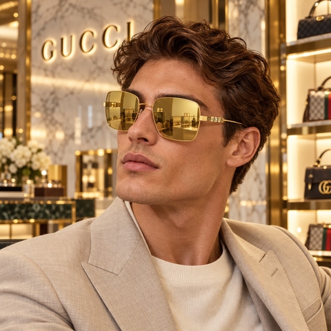 Kính Gucci Nam Nữ Chính hãng - GG1434S-004 – Gold/Gold Mirror - 57mm | JapanSport