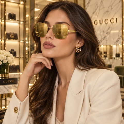 Kính Gucci Nam Nữ Chính hãng - GG1434S-004 – Gold/Gold Mirror - 57mm | JapanSport