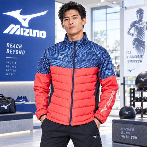 Áo Khoác Mizuno Chính Hãng - Techfill Jacket - Màu Xanh/Đỏ | JapanSport  62JE2505-63
