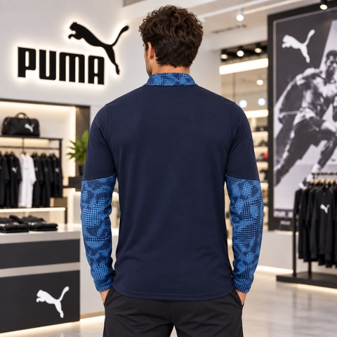 Áo Dài Tay Puma Nam Chính Hãng - teamCUP Training 1/4 Zip Top  - Màu Xanh | JapanSport 660216-06