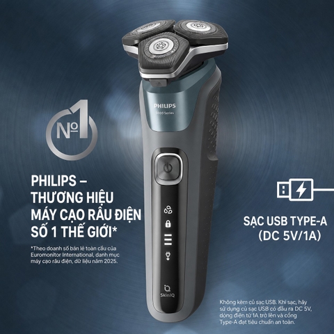 Máy cạo râu Philips Chính hãng -  5000 Series S5882/60  - Cạo sát, êm da - Màu đen  | JapanSport