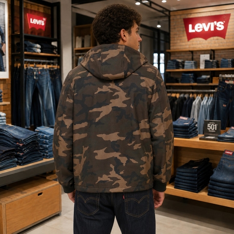 Áo Khoác Levi's Chính Hãng - Water-Resistant Soft Shell Trail Hoodie - Màu Rằn Ri | JapanSport LM2RP196 cfg