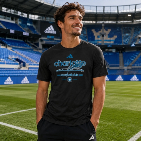 Áo Phông Adidas Nam Chính Hãng - Charlotte FC Vintage World Pre-Game Short Sleeve T-Shirt - Màu Đen | JapanSport JP5010