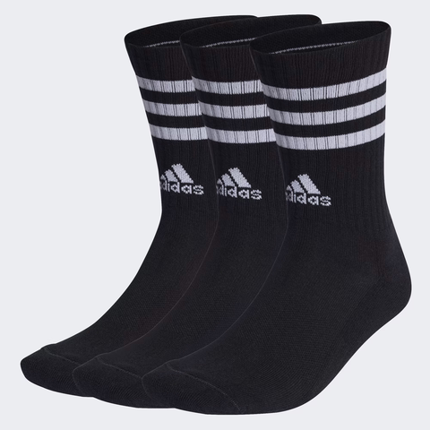 Set Tất Adidas Chính Hãng - 3-Stripes Cushioned Crew Socks 3 Pairs - Màu Đen | JapanSport IC1321