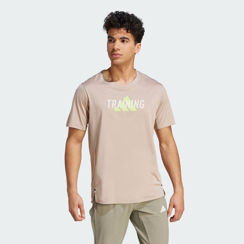 Áo Phông Adidas Nam Chính Hãng - Designed for Movement Graphic Workout Tee - Màu Beige | JapanSport HY0769