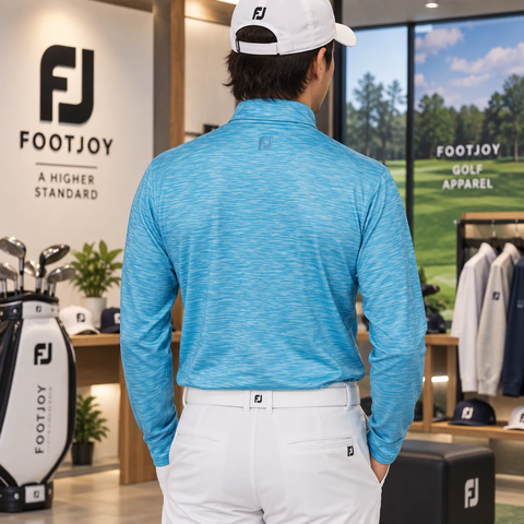 Áo Dài Tay FOOTJOY Chính Hãng - Space Dye Roll Neck Brushed Long Sleeve Shirt - Màu Xanh | JapanSport 38548 FJ-F25-S16