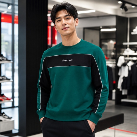 Áo Dài Tay Reebok Chính Hãng - Striped Crewneck Sweatshirt - Màu Xanh | JapanSport 100205660
