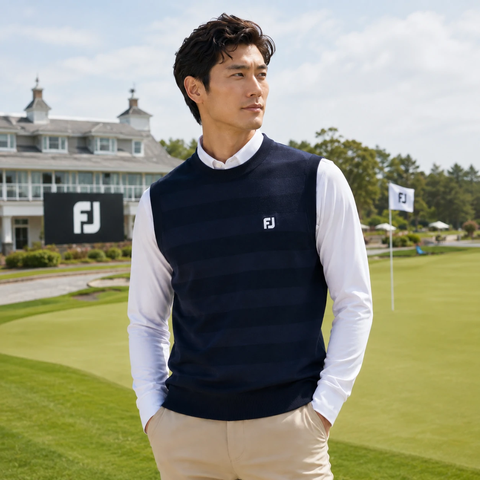 Áo Vest FOOTJOY Chính Hãng - Áo gile len golf nam cổ tròn - Màu navy | JapanSport FJ-F25-M05