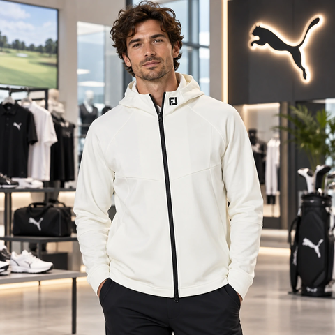 Áo Khoác Nam FOOTJOY Chính Hãng - Contemporary Multi Stretch Hoodie Midlayer - Màu Trắng | JapanSport 38608 FJ-F25-M03