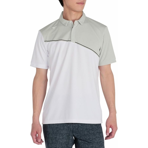 Áo Polo Mizuno Chính Hãng - Ice Touch Solar Cut Short Sleeve Zip-Up Shirt  - Màu Trắng/Xám | JapanSport E2MAC001-87