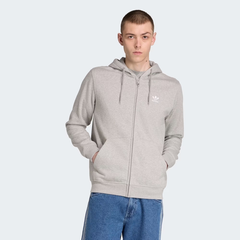Áo Khoác Adidas Nam Chính Hãng - Trefoil Essentials Full-Zip Hoodie- Grey  | JapanSport JY6167