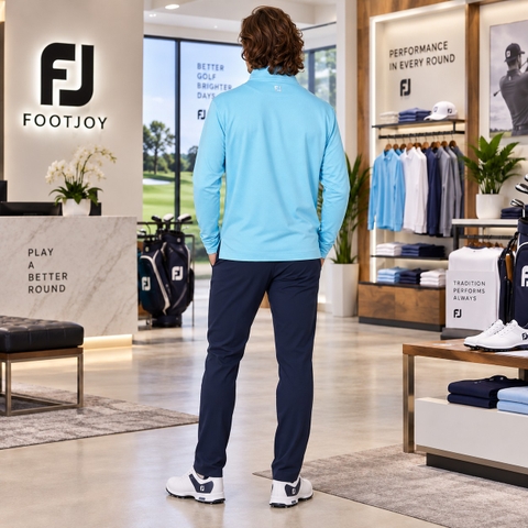 Áo Dài Tay FOOTJOY Chính Hãng - Tonal Diamond Print Quarter-Zip Pullover - Màu Xanh | JapanSport  38559 FJ-F25-M10