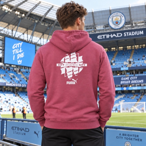 Áo Khoác Puma Chính Hãng - Manchester City ftblCulture Hooded Sweat Jacket - Màu Hồng | JapanSport 777777-64