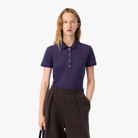 Áo Polo Lacoste nữ Chính hãng - L.12.D Slim Fit Stretch Petit Piqué - Màu Tím | JapanSport PF5462-51-ZSV