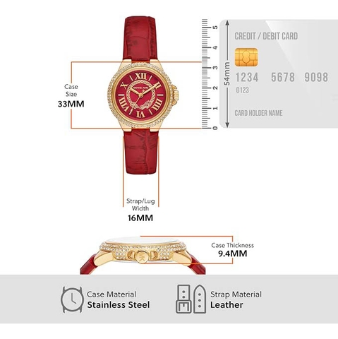 Đồng Hồ Michael Kors Chính hãng - Camille Nữ 33mm, Dây Da Đỏ Sang Trọng | JapanSport MK4750