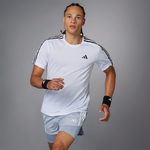 Áo Phông Adidas Nam Chính Hãng - Own the Run 3-Stripes Tee - Màu Trắng  | JapanSport IQ3835