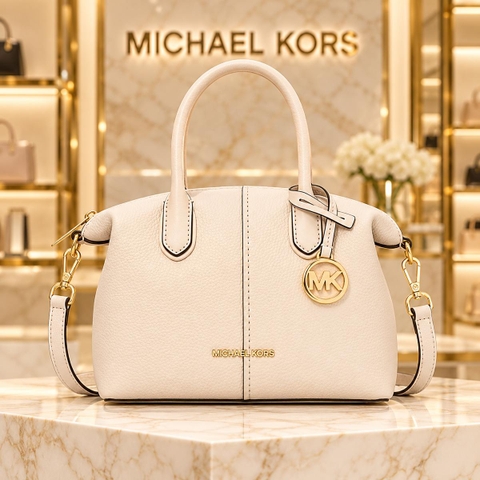 Túi nữ Michael Kors Đeo Chéo Chính Hãng – Hyde Small Pebbled Leather Satchel - Màu Trắng | JapanSport 35S4G4FS1L