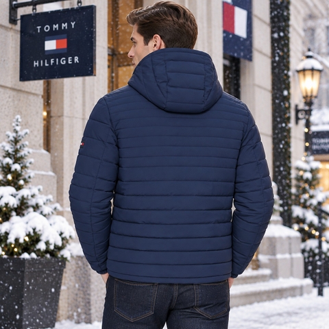 Áo Khoác Tommy Hilfiger Chính hãng - Stretch Poly Hooded Packable Jacket - Màu xanh | JapanSport 151AP619