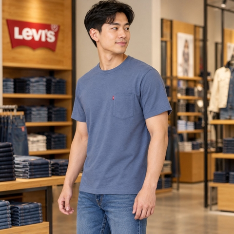 Áo Phông Levi's Chính Hãng - Classic Pocket T-Shirt- Màu Xanh | JapanSport 193420471