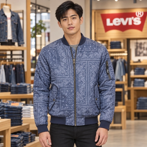 Áo Khoác Levi's Chính Hãng -  Levi's Mens Ma-1 Flight Varsity Jacket -Faded Blue Bandana  | JapanSport    LM2RN192-fbc