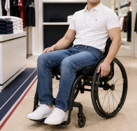 Quần dành cho người ngồi xe lăn Tommy Hilfiger Chính Hãng -  Adaptive Seated Fit Straight - Màu Xanh | JapanSport 7T00370-409