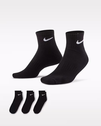 Set Tất Nike Chính Hãng - Everyday Cushioned Ankle Socks - Đen | JapanSport SX7667-010
