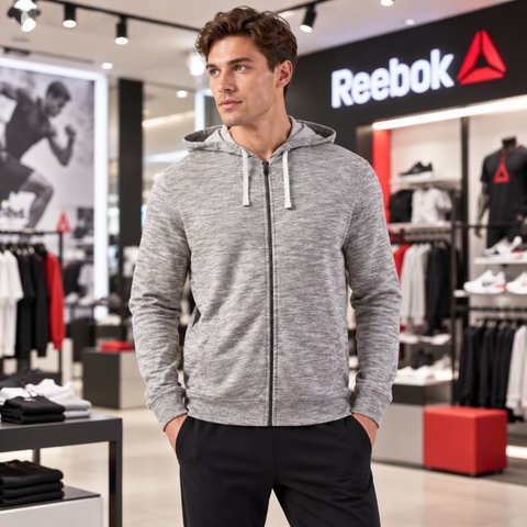 Áo Khoác Reebok nam  Chính Hãng - Essentials Marble Full Zip Hoodie - Grey | JapanSport - CE3916
