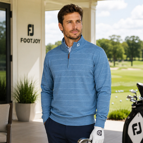 Áo Dài Tay FOOTJOY Chính Hãng - Wool Heather Quarter-Zip- Màu Xanh | JapanSport 38568 FJ-F25-M12